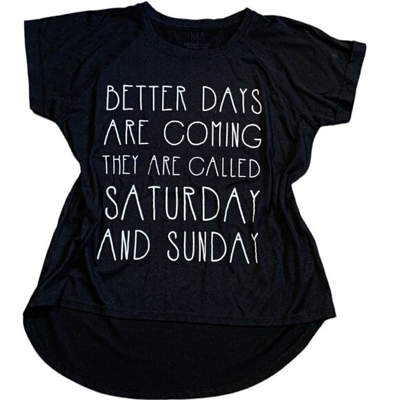 Better Days Are Coming...Saturday and Sunday Graphic Tee L Black #62G - Picture 2 of 9